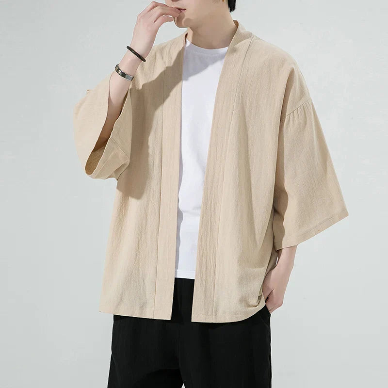 Mens Japanese Kimono Cardigan Loose Cotton Linen 34