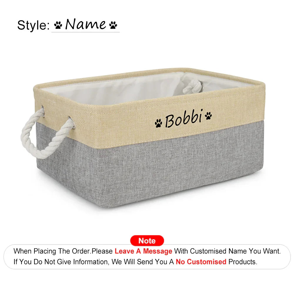 Custom Name Dog Toy Basket Cat Pet Foldable