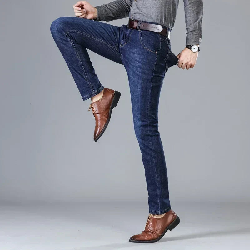 Autumn and Winter Stretch Men's Jeans Men's Style Straight and Versatile Denim Long Pants