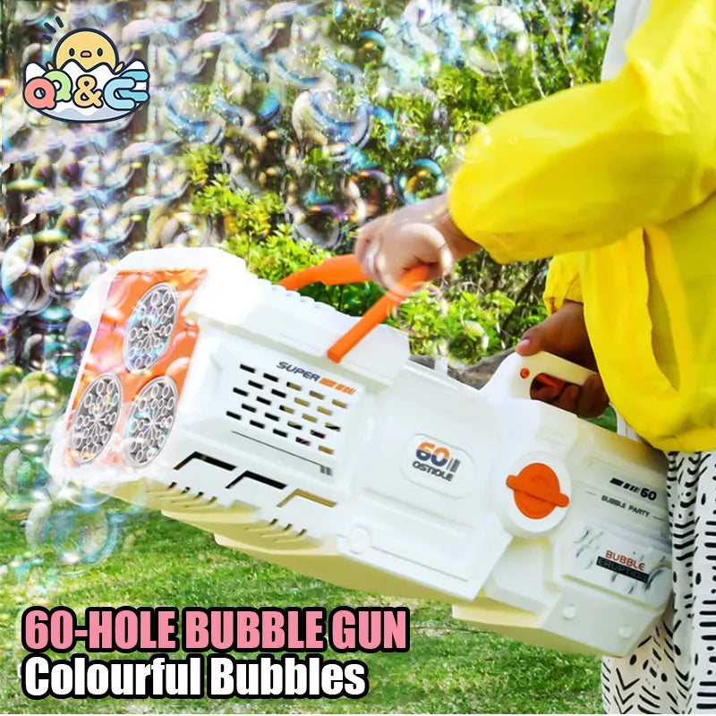 60 Holes Bubble Gun Soap Bubble Machine Electric