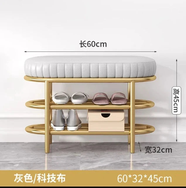 Nordic Shoe Bench Soft Cushion Multifunctional Shoe Rack