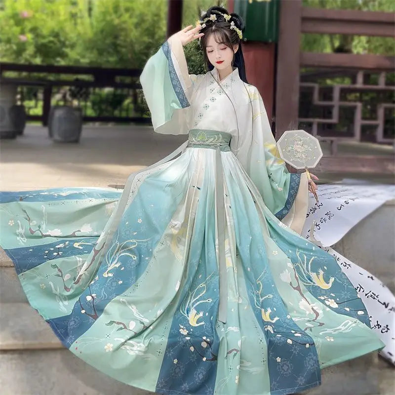 Chinese Style Women Oriental Vintage Hanfu Costumes Floral