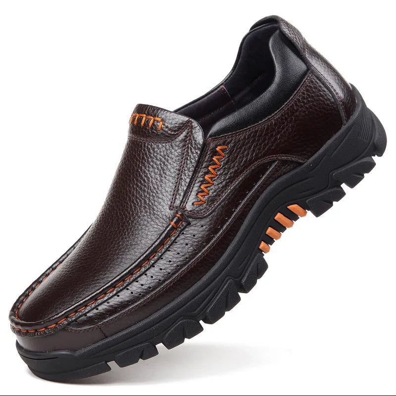 100 Genuine Leather Shoes Men Loafers Soft Cowhide
