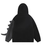 Men Hooded Fleece Lambswool Parkas Jacket Vintage Dinosaur