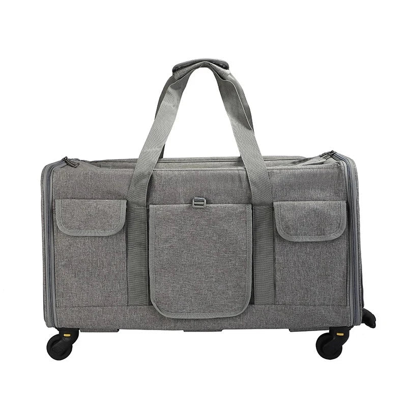 Portable Pet Trolley Case Detachable Universal Wheel Breathable