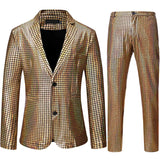 Mens Stage Prom Suits Shiny Rainbow Plaid Sequin
