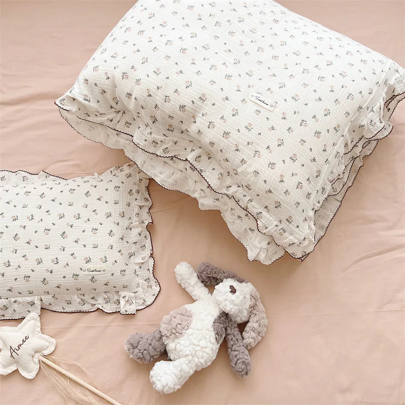Vintage Floral Muslin Cotton Baby Bedding Set Girls