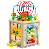 Montessori Wooden Children's Toys Multifunction Beaded Treasure Box