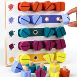 Children Wooden Screw Nut Disassembly Shape Color Matching