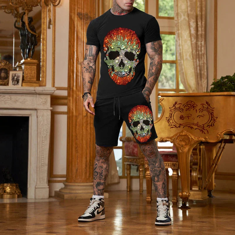 Men's Tracksuit Cotton Solid Color Short Sleeve Zipper