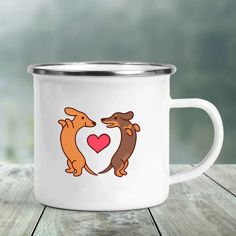 I Love Dachshunds Printed Enamel Mug Creative Glass