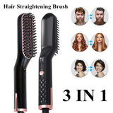 Professional Hair Straightener Brush Electric Black Beard Hot