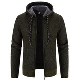Male Knitted Casual Jackets with Hood Men's Sweater