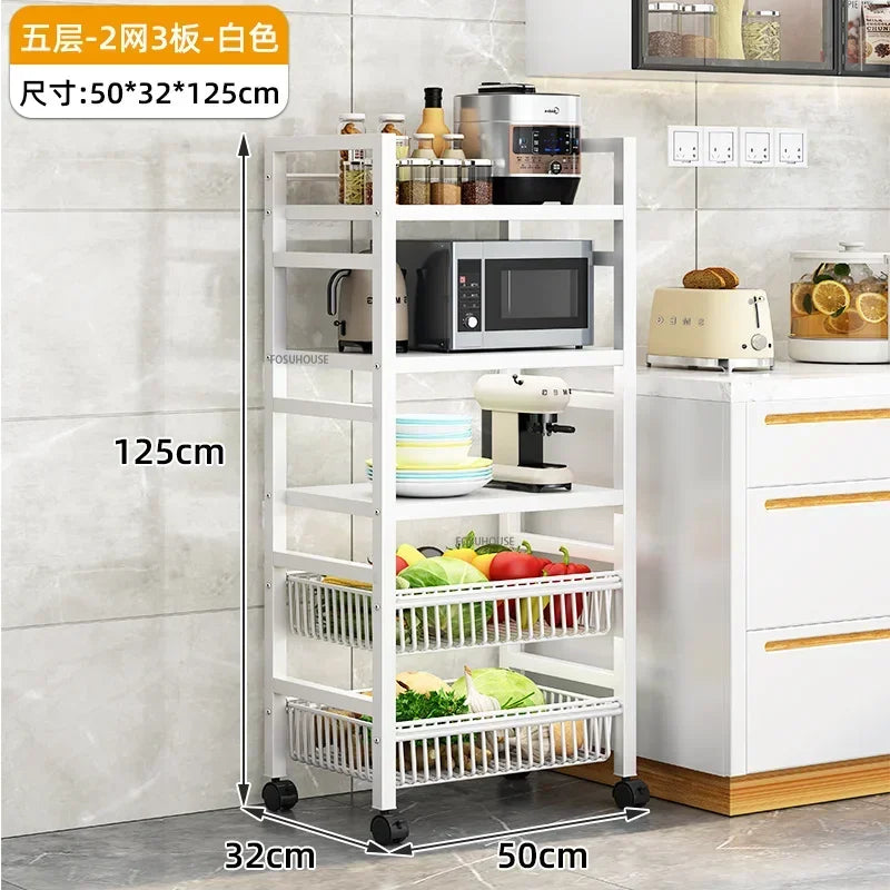 Home Kitchen Trolley Multifunction Oven Microwave Cart Moving