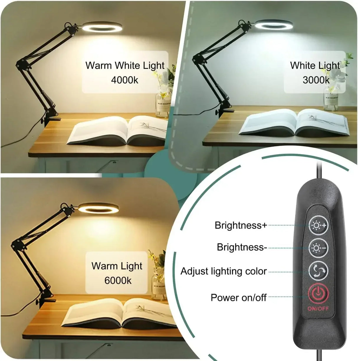 5X Illuminated Magnifier USB 3 Colors 72 LED