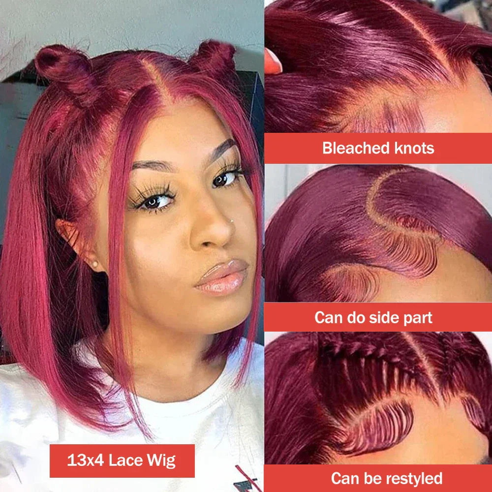 13x4 Lace Burgundy Short Bob Wig Human Hair