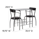 Sutton 3 Piece Space-Saver Bistro Set with Black