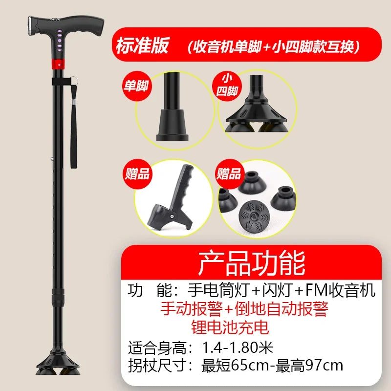 Multifunctional Intelligent Automatic Alarm Crutches Elderly Anti-skid Cane