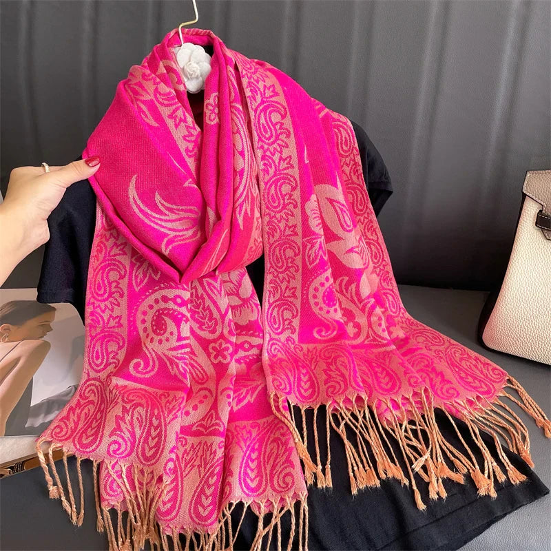 Luxury Pashmina Silk Scarf Shawl Wrap Paisley Jacquard