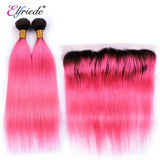 Elfriede 1BPink Straight Ombre Colored Hair Bundles with
