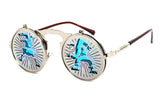 Metallic Retro Punk Steam Flap Vintage Sunglasses Personality