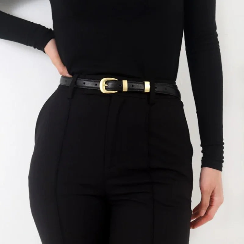 105cm Female Fashion Belt Simple Metal Buckle Belt