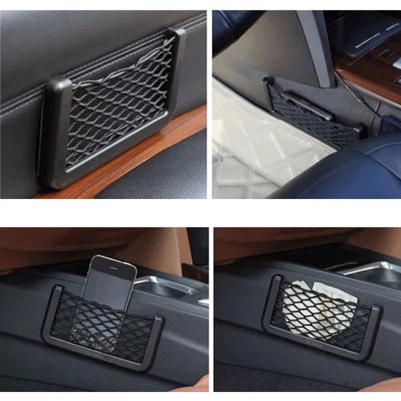 1pcs2pcs Car Organizer Storage Bag Auto Paste Net