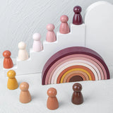 Arched Wooden Rainbow Building Blocks Kids Montessori Games