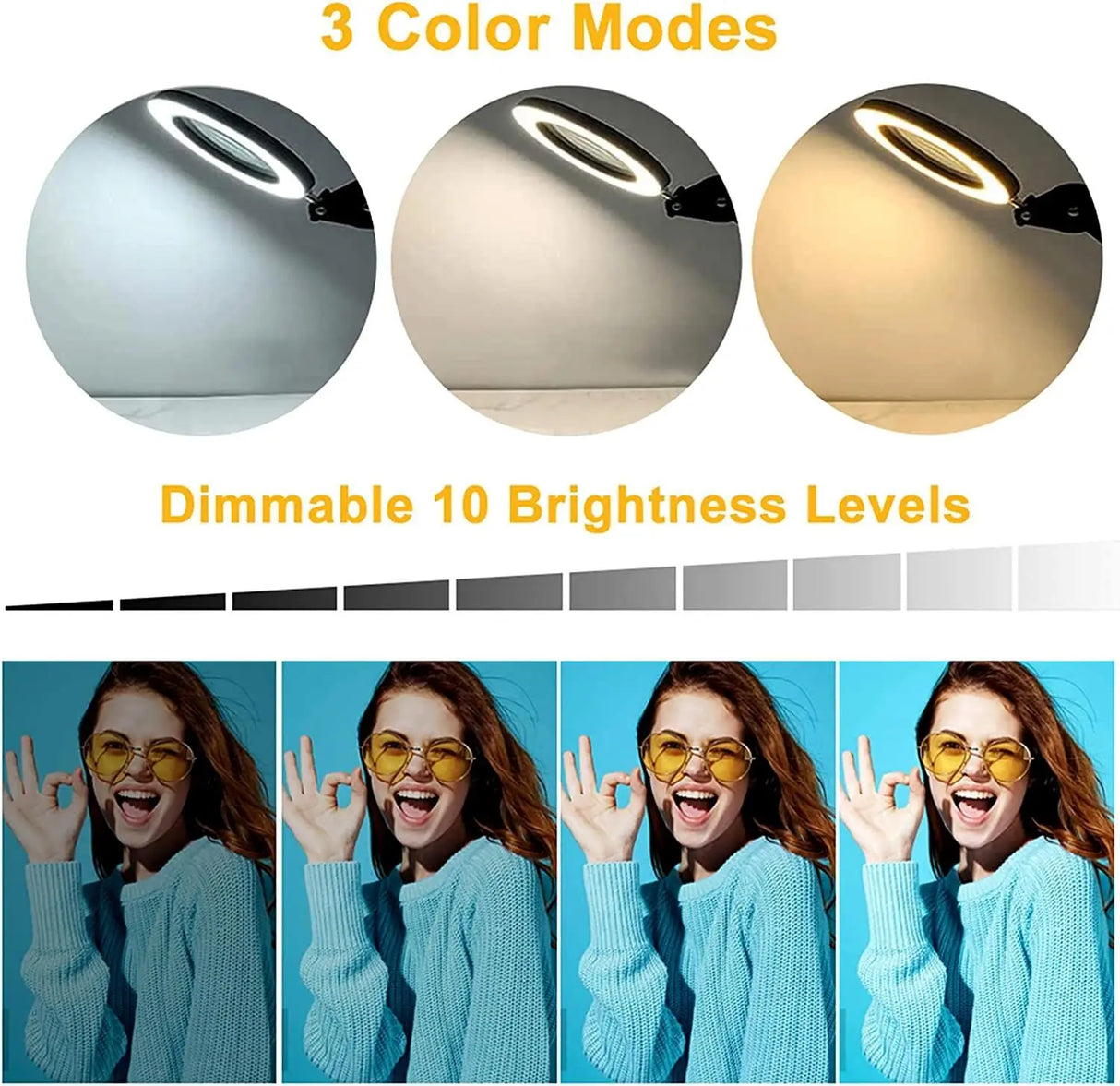 5X LED Magnifying Lamp with Clamp 3 Color
