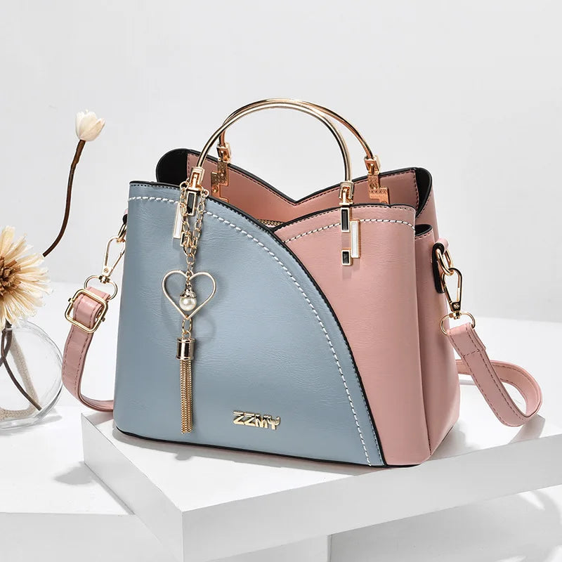 Newposs PU Leather Large Capacity Woman Handbag Grid