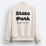 Mens Faux Suede Embroidered Baseball Jacket Autumn Winter