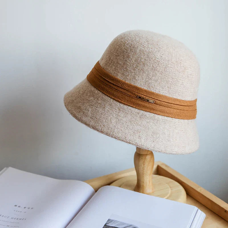 New wool bucket hat Women's warm autumn and