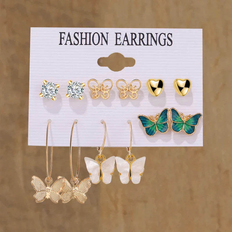 17KM Cartoon Frog Duck Earrings Set Animal Butterfly