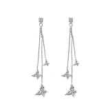 Korean Fashion Zircon Butterfly Tassel Earrings Trendy Crystal