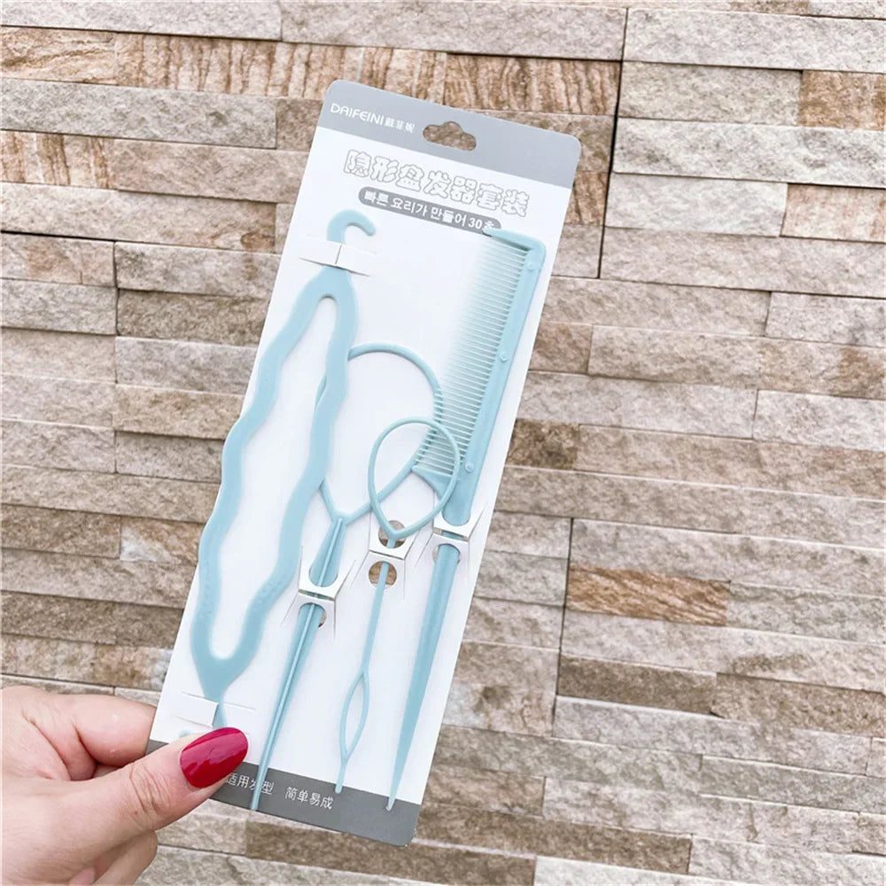 4pcsSet Women DIY Hair Tail Tools Donut Bun