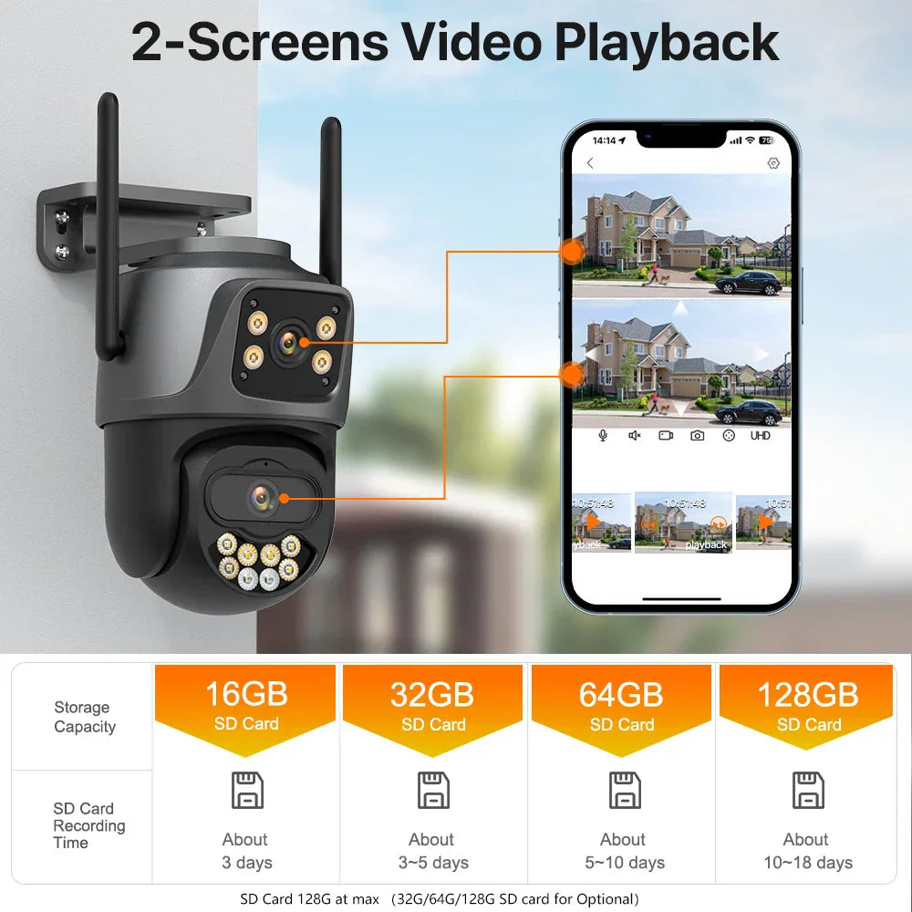 8MP 4K PTZ Wifi Camera Dual Lens Dual