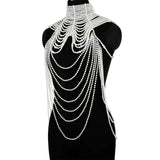 Women Body Chain Sexy Pearl Body Bra Chain