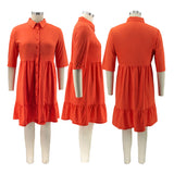 Fashion Plus Size Casual Blouse Dress Elegant Ruched