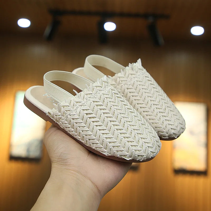 Spring Summer Girls Shoes Weaven Knitted Design Children