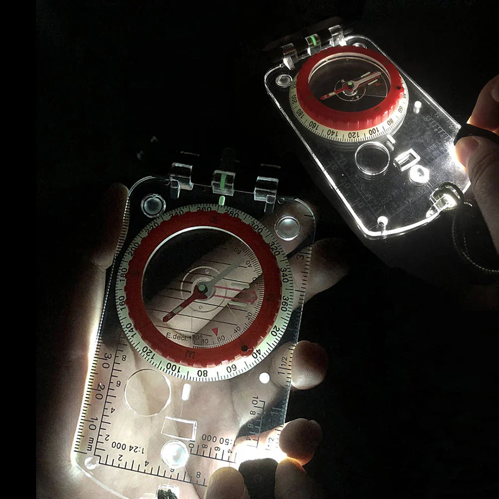 Portable Luminous Compass With Mirror Waterproof Multifunctional For