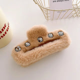 Autumn Winter Retro Oversized Geometric Plush Hair Clip