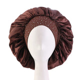 New Women Rhinestone Satin Silky Bonnet Elastic Band