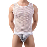 Mens Tank Tops Transparent Big Mesh Sleeveless Singlet