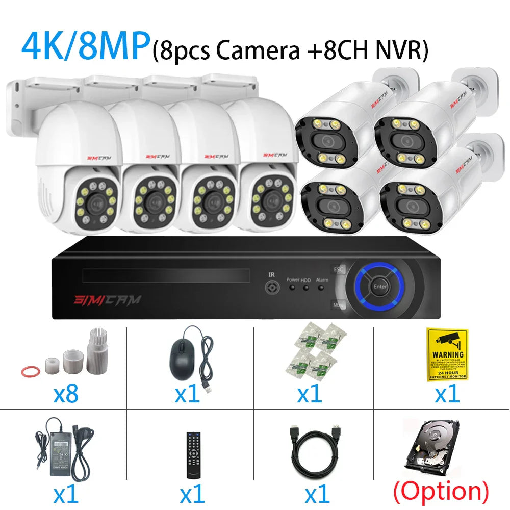 4K POE PTZ IP Camera Kit 8MP Bullet