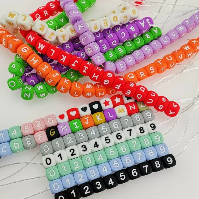 10Pcs 12mm Silicone Letters Beads English Alphabet Baby