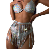 European American three point swimsuit sequin tassel skirt