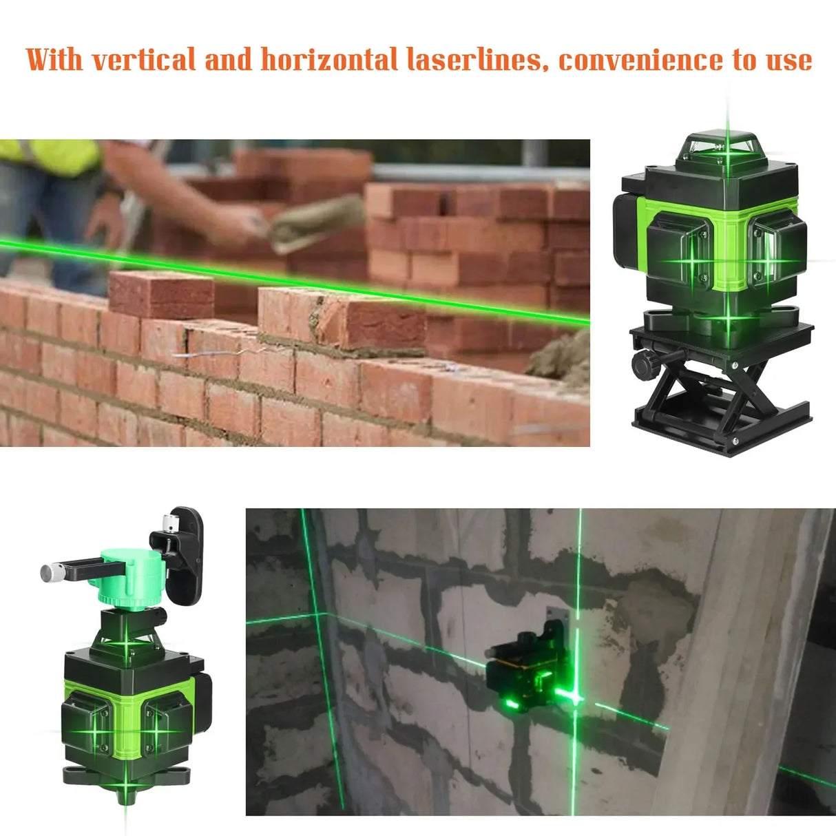 4D 16-Line Self-Leveling Laser Level, USB Rechargeable Green Laser Tool