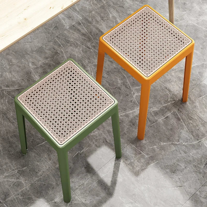 Stackable Storage Bench Stool Plastic Rattan Stools Portable