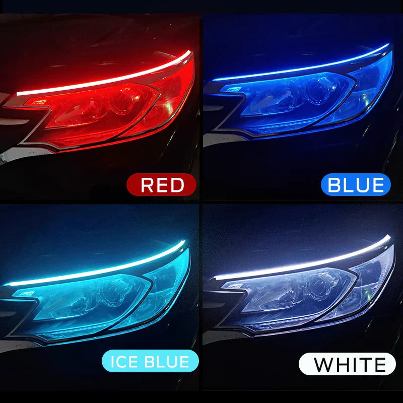 2Pcs LED DRL Flexible Waterproof Strip Lights