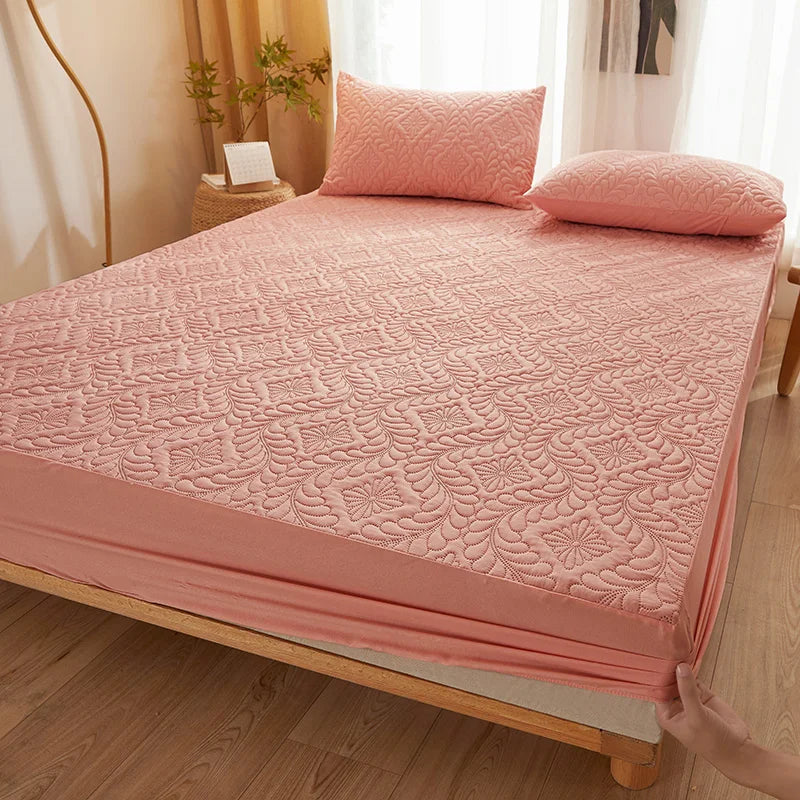 Quilted Waterproof Mattress Cover Embossed Bedding Mattress Protector